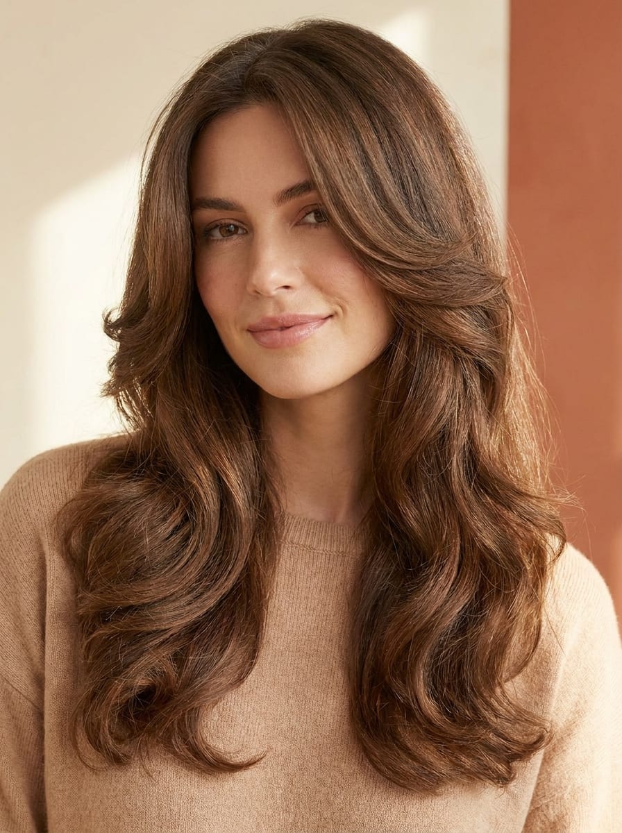 Stufenschnitt mit Blowout - Stufenschnitt lange Haare